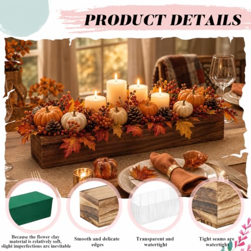 1 Set Wood Boxes for Centerpieces 28x5 Inch Rectangle Wooden Planter Box Rustic Wood Planter with Removable Plastic Liner Floral Foam Blocks for Christmas Wedding Home Garden Decor (28 x 5 Inch / Dark Brown)