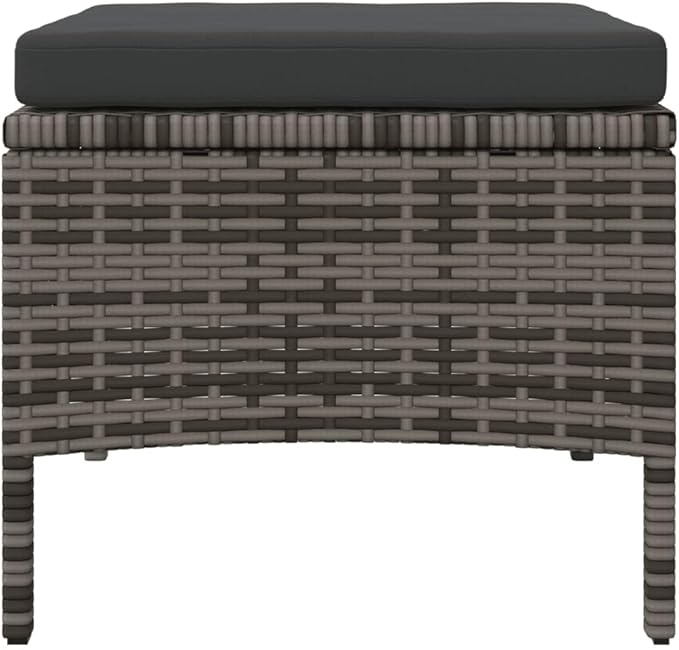 Grey 2 Seater Garden Sofa Set with Tea Table and Footstools PE Rattan Outdoor Patio Furniture for Balcony Terrace and Backyard