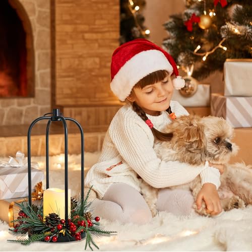 14 Inch Metal Christmas Lanterns Set of 2 with LED Flameless Candles