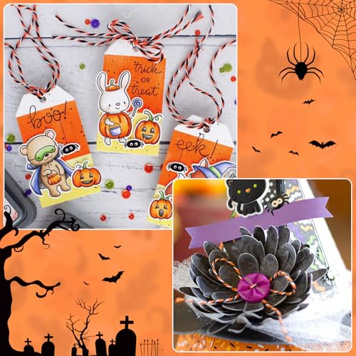 Orange Black White Cotton Twine 2mm 328 Feet for Gift Wrapping DIY Crafts Halloween Party Decoration Gift Tags