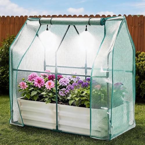 4x2x1 FT Raised Garden Bed with PE Cover & Self (Beige W/ Pe Cover / 4x2x1 ft)