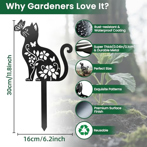 Cat Flowers Garden Plant Marker (Cat Flowers and Butterflies)