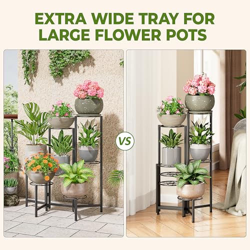 7 Tier Metal Patio Plant Stand Outdoor (BlackDiamond / 7-tiers)