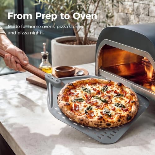 14" x 17" Perforated Aluminum Pizza Peel (14" - 35 inch overall-1)