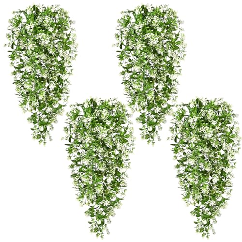 4pcs Fake Hanging Plants (White Flowers / 4Pcs Plants)