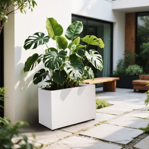 Planter Box Rectangular Block (Mid-Assemble / White)