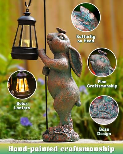 Garden Statues Outdoor Bunny with Solar Lantern (Bunny)
