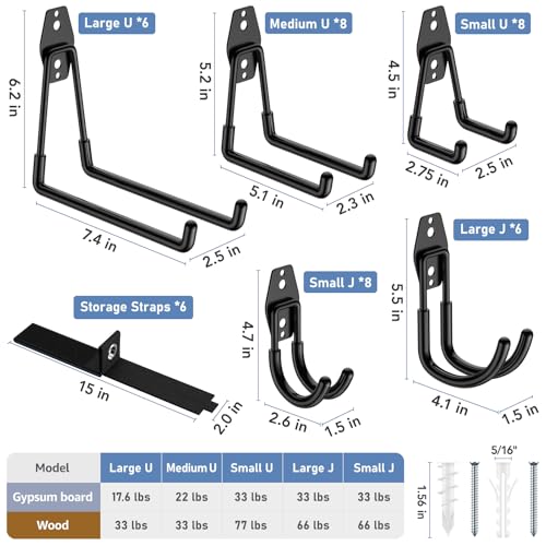 Garage Hooks Anti (42 Pack Black)