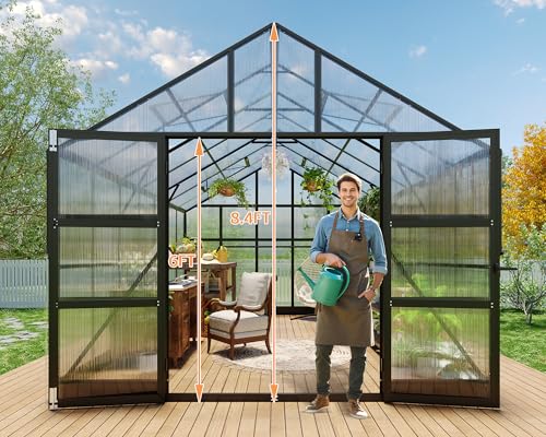 10x18x8.4 FT Polycarbonate Greenhouse with 4 Vent Windows