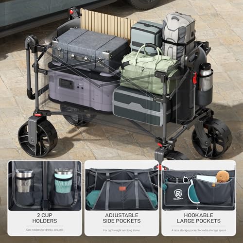 Folding Push Wagon with Canopy (Charcoal / Light Grey)