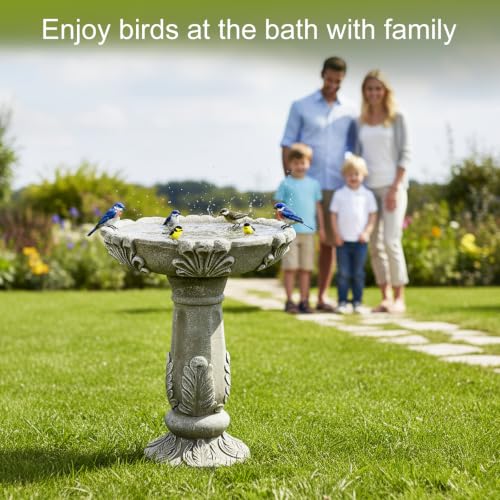 23.6" Outdoor Fibre Reinforced Concrete Birdbath (23.6inches / Stone-gray)