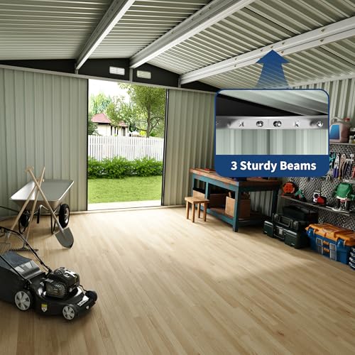 6x8 FT Metal Storage Sheds Outdoor (Gray / 6x8FT with Light)