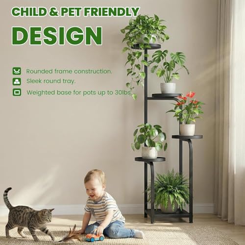Tall 5 Tier Plant Stand Indoor with Adjustable Grow Light