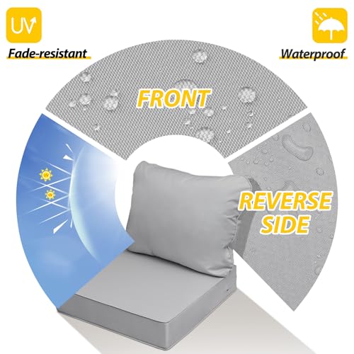 Outdoor Chair Cushions (Gray / 25.5"x25.5"x5" / 25.5"x19")