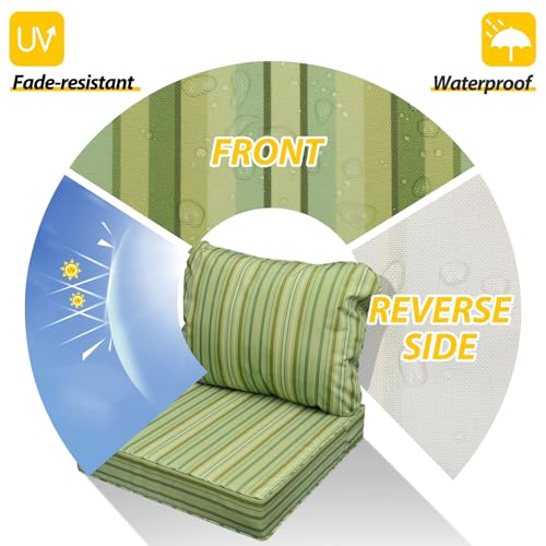 Outdoor Chair Cushions (Mossy Forest Stripe / 23.5"x25.5"x5" / 23.5"x19")