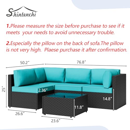 5 Pieces Outdoor Patio Sectional Sofa Couch (Blue / 5 Pieces Set)