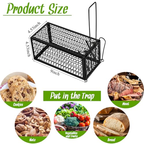 1 Pcs Rat Trap Live Animal Cage for Squirrel Chipmunk Mouse (Black)
