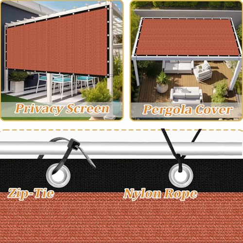 Customized Size 8' X 12' Shade Cloth with Grommets (8' X 12' Customized Size / Rust Red)