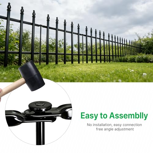 12" H x 16" W Decorative Metal Garden Border Fence (Black / 12″ H x 16″ W (5 Panels))