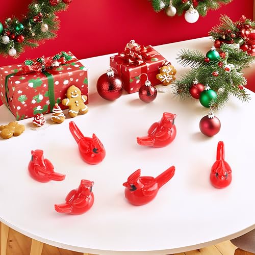 40 Pcs Mini Resin Red Cardinal Birds Christmas Tree Ornaments Bulk Tiny Animals Figurines for DIY Craft Supplies Mini Garden Decor Party Cake Toppers Dollhouses Xmas Gift (Red Birds / 40 PCS)