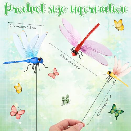 100 Pcs 3D Decorative Dragonfly Garden Stakes (4.72")