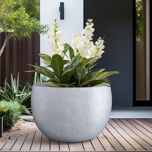 Blue Gray Concrete Planter 20" Dia All (Slate Gray / 19.9" d)