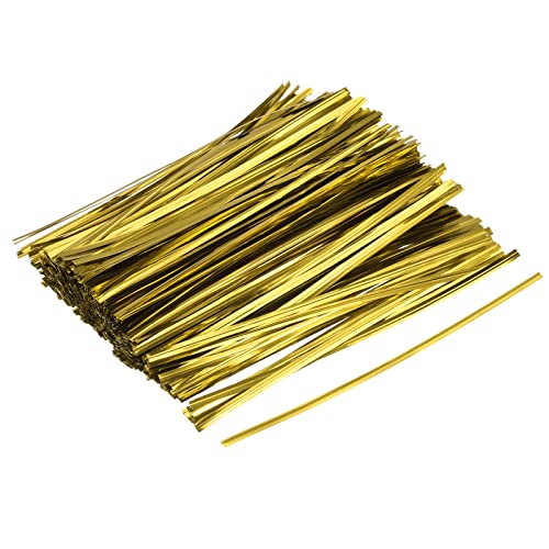 Foil Twist Ties 6" 15cm Metallic Plastic Closure Tie for Tying Bread (6-inch / Gold Tone)