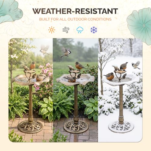 Pedestal Bird Bath (Copper Floral)