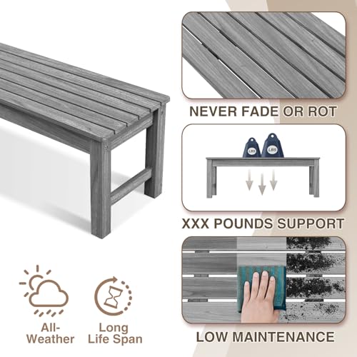 47" HDPE Outdoor Bench for 2 (Light Grey / 1 pack)