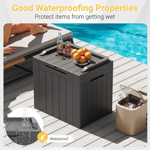 Outdoor Storage Box 31 Gallon Storage Box with Lid for Patio Furniture (31 Gallon / Dark Grey)