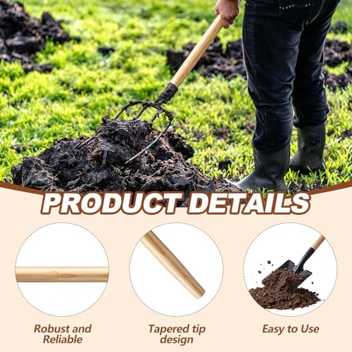 4 Pcs 48" Wooden Shovel Handle Replacement 1.5" Dia (48 Inch)
