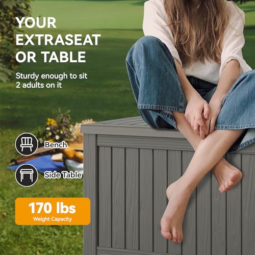 230 Gallon Outdoor Storage Box Waterproof Deck Box for Patio (Grey / 230 Gallon)