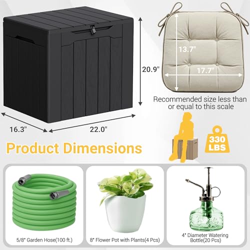 33 Gallon Resin Deck Box All Weather Outdoor Storage Boxes (Black / 33 Gallon)