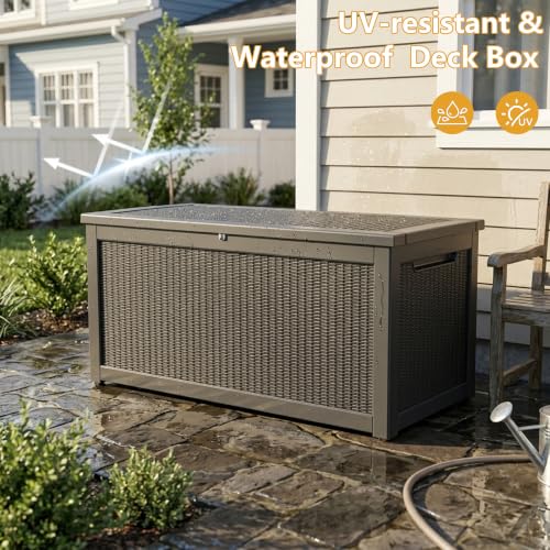 325 Gallon Outdoor Storage Box Waterproof Lockable Resin Deck Box Large (Black / 325 Gallon)
