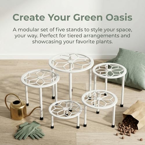 Metal Plant Stand Indoor Outdoor (White)