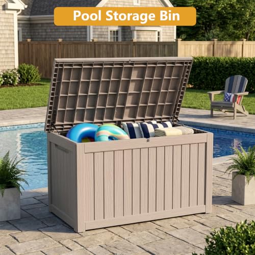280 Gallon Outdoor Storage Box Waterproof Lockable Resin Deck Box Large (Grey / 280 Gallon)
