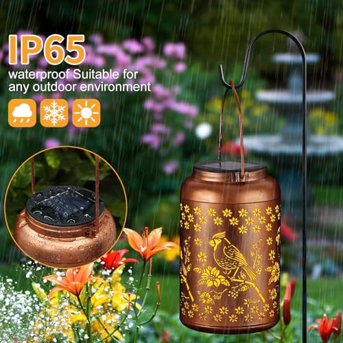 Solar Lanterns Outdoor Waterproof Garden Decor Gifts for Women Mom Grandma (C-Red Bird 1PC)