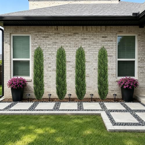 6FT Tall Artificial Topiary Cedar Trees Outdoor Set of 2 (6 Foot / Yellow Green)