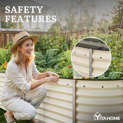 8x2x2ft Galvanized Oval Raised Garden Bed (8x2x2ft / Cream Yellow)