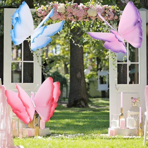 3 Pcs Giant Butterfly Decoration (Butterfly / Pink, Purple, Blue)