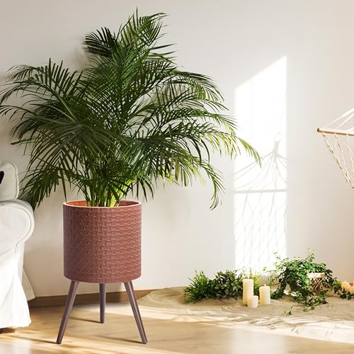 Planter Pot with Wood Stand (X-Large / Terra Cotta)