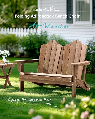 3 Piece Adirondack Bench Set (Brown / 2 bench & 1 coffee table)