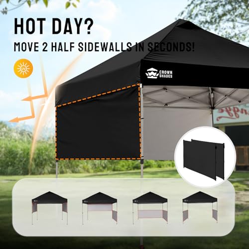 10x10 Pop up Canopy Tent with 2 Half Sidewalls (Black)