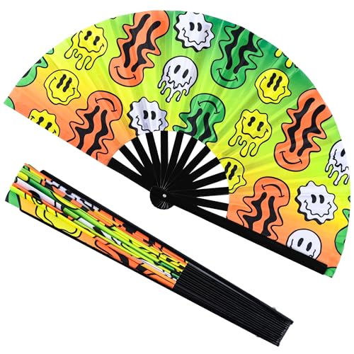 13Inch Large Popping Fans for LINE Dancing (Yellow)