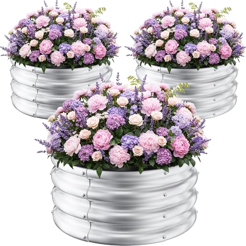 Round Raised Garden Bed Set (Silver)