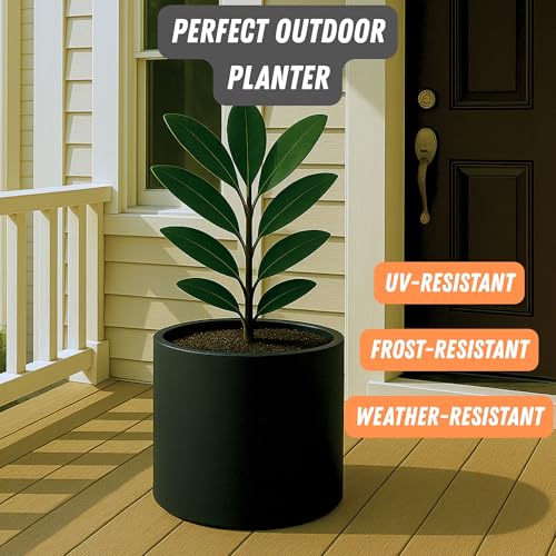 Large Planter for Indoor or Outdoor (Matte Black / 14.6 Inch)