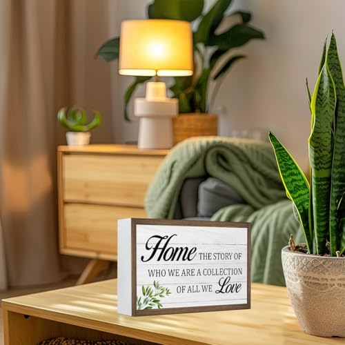 Home The Story of Who We are Wooden Box Sign Desk Decor (Home The Story of Who We are)
