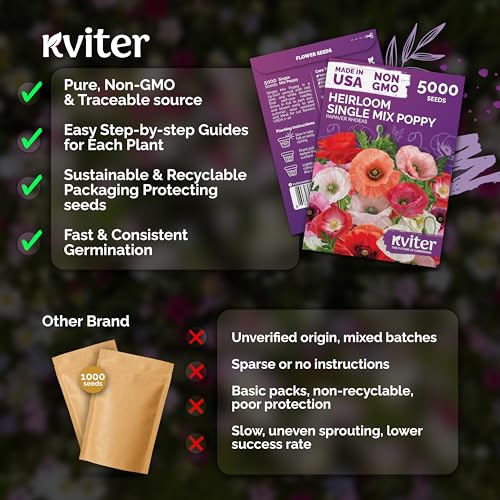 5 000 Single Mix Poppy Heirloom Flower Seeds for Planting