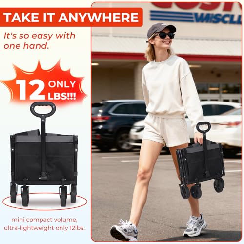 Foldable Wagon with Tailgate (Black Gray)
