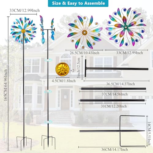 13"Metal Wind Spinners for Outdoor (Purple4)